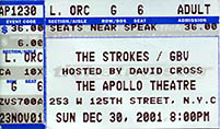Ticket for GBV/The Strokes, Dec 30, 2001