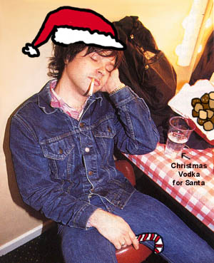 Ryan Adams, passed out, drunk and smoking. Merry Christmas